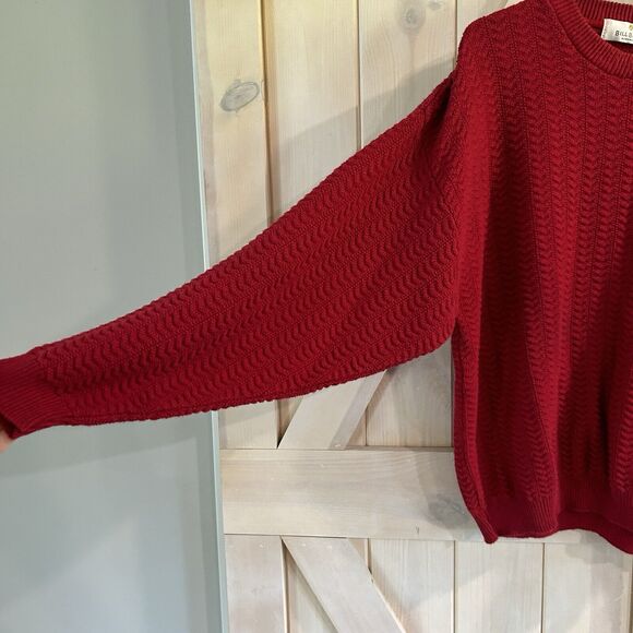 Vintage Bill Blass Mens Sweater XL Chunky Knit Red Classic Grandpa Dad Christmas - Picture 3 of 10